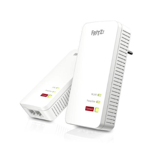 AVM FRITZ POWERLINE 1240 AX WLAN SET KIT EXTENDER PER RETE ELETTRICA FINO A 1.200 MBIT/S, WI-FI INTEGRATO FINO A 600 MBIT/S, MESH, ACCESS POINT, INTERFACCIA IN ITALIANO
